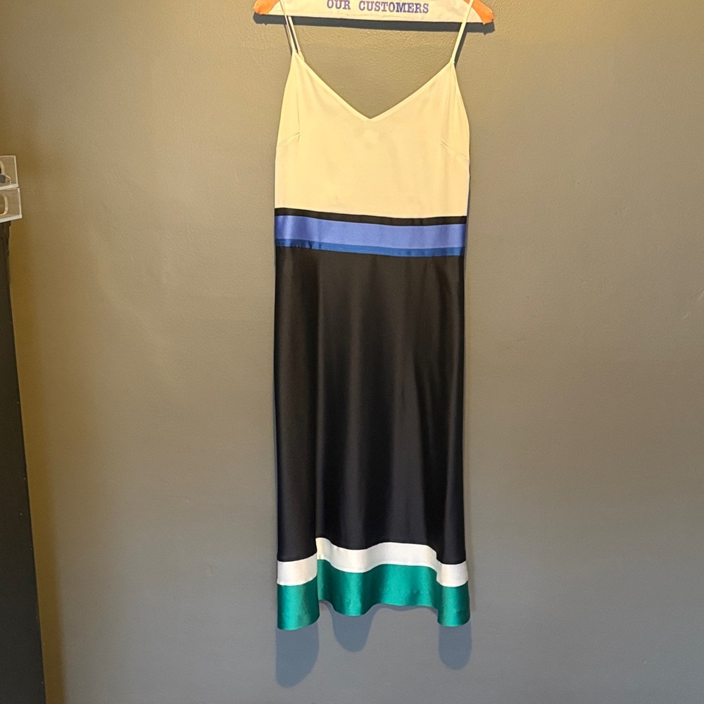Banana Republic Black and Blue Colorblock Dress